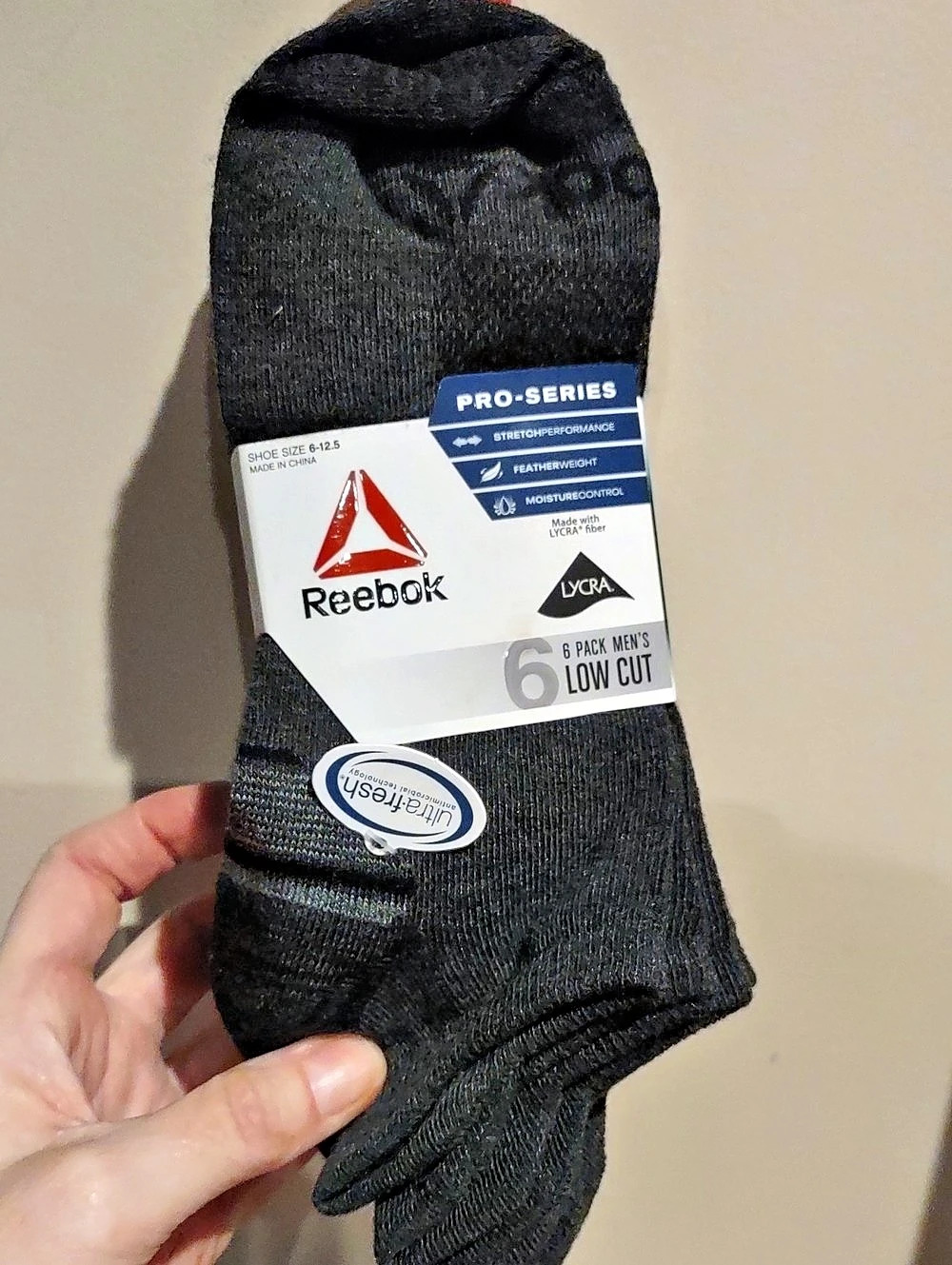 Reebok Pro-Series 6 Pack Men's Low Cut Gray Men's Size 6-12 NWT
